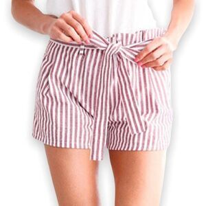 Love Tree Striped Paper Bag Shorts